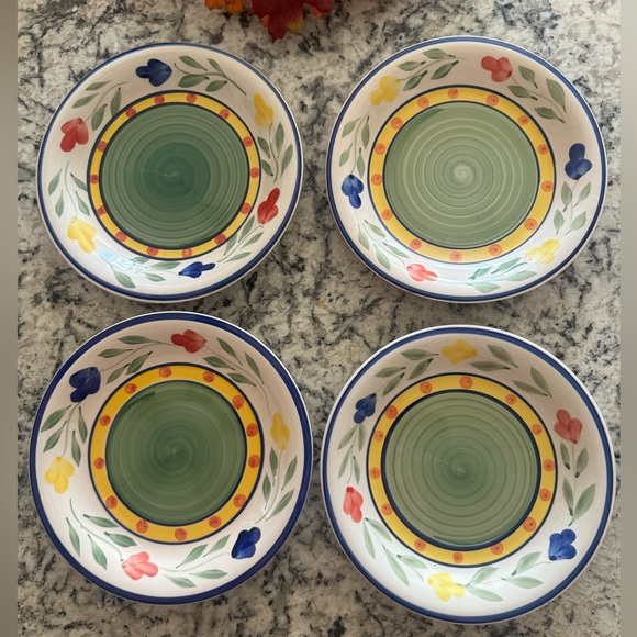 Tabletops Gallery Set of 4 Spring Morning HandPainted 7.25” Salad/Dessert Plates - Picture 1 of 12